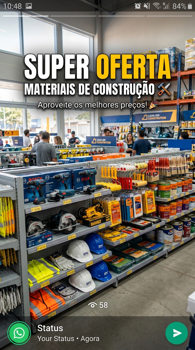 Status de loja de materiais de construção: Super oferta, aproveite os melhores preços